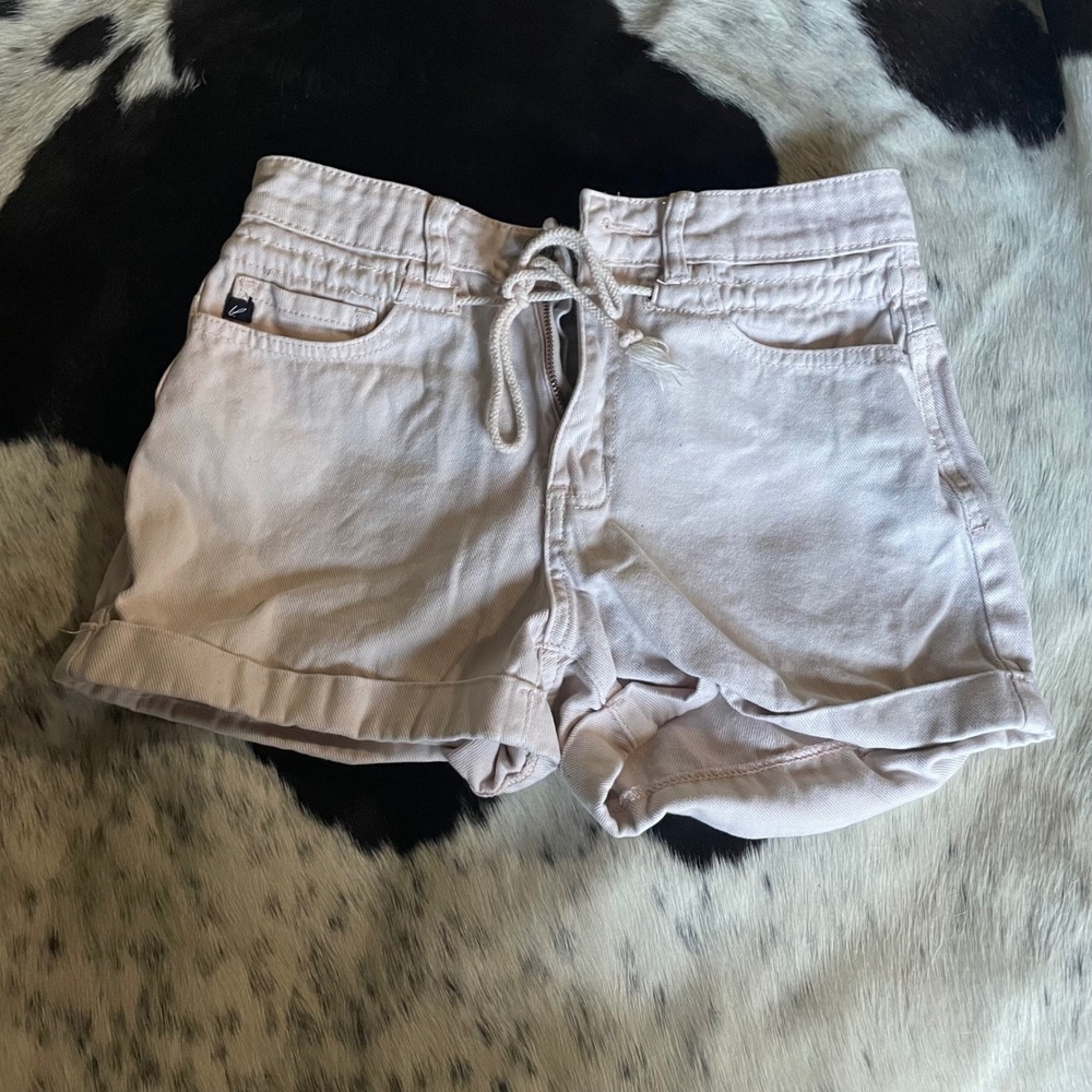 Kancan Women's Light‎ Pink High Waisted Denim Cuffed Shorts - Size S